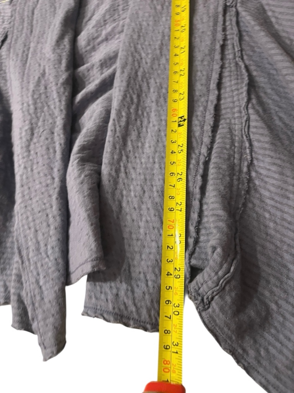 Cut Loose Hooded Jacket Shawl Collar Textured Stripe and Dot Fabric Long Line - Picture 9 of 9
